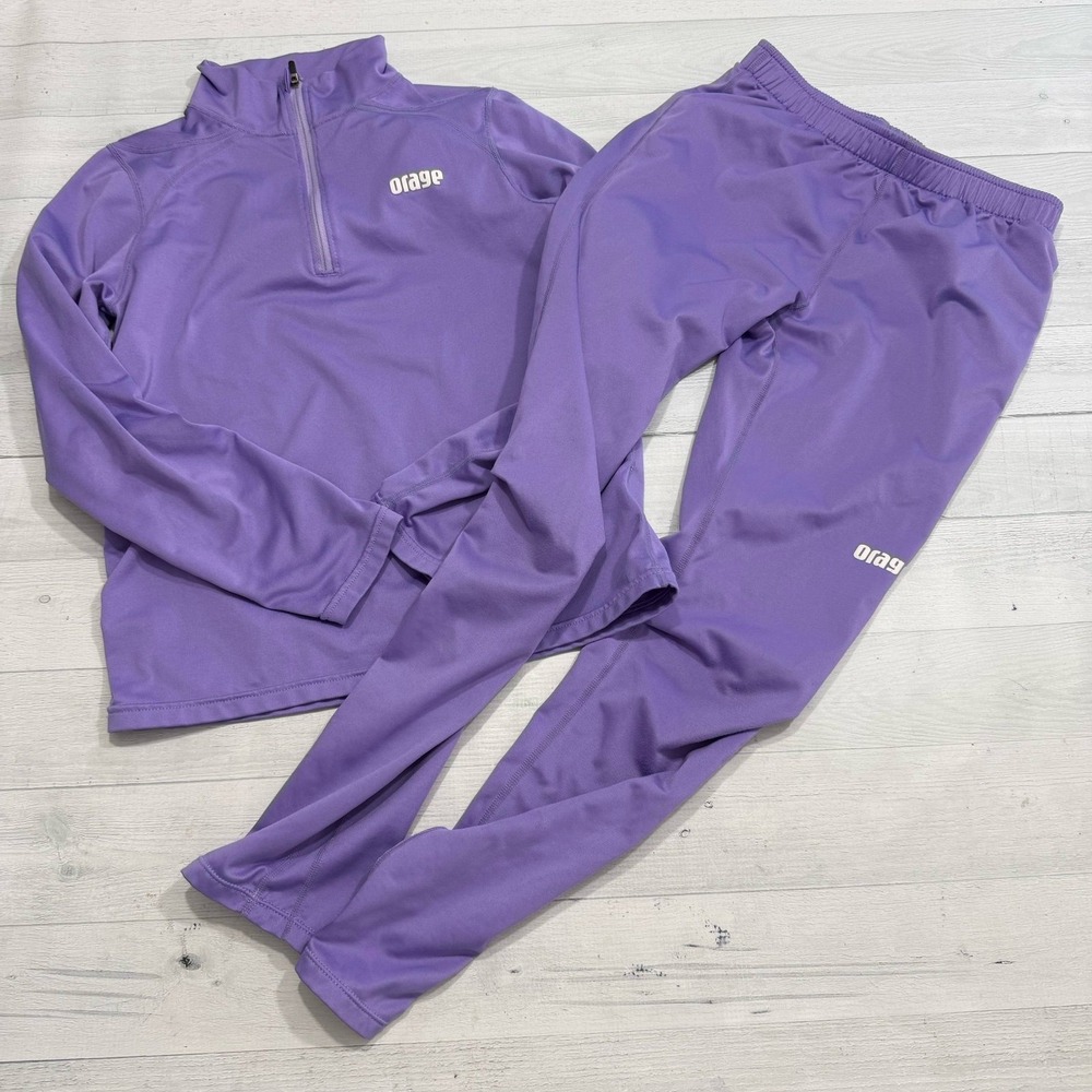 Orage kids purple baselayer set youth large